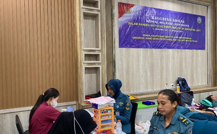  STTAL Kirimkan Personel Kowal untuk Donor Darah Menyambut HUT ke-62 Kowal